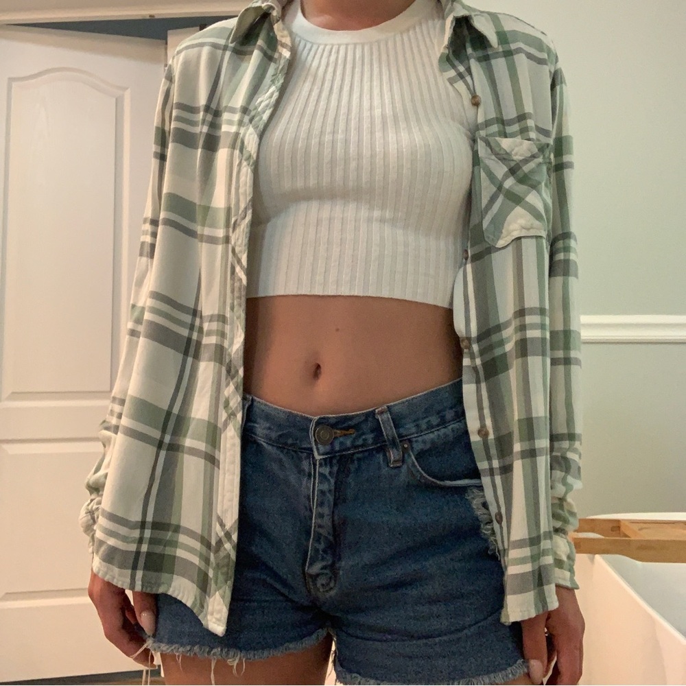 Green and white flannel